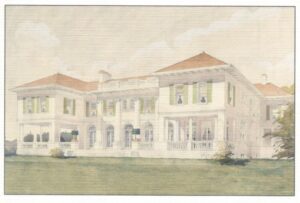 white mansion w red roof