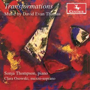 Transformations cover: painting of piano on red field