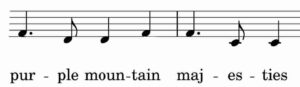 musical notation of "purple mountain majesties"